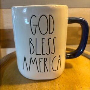 Rae Dunn Gos Bless America mug with Blue Handle